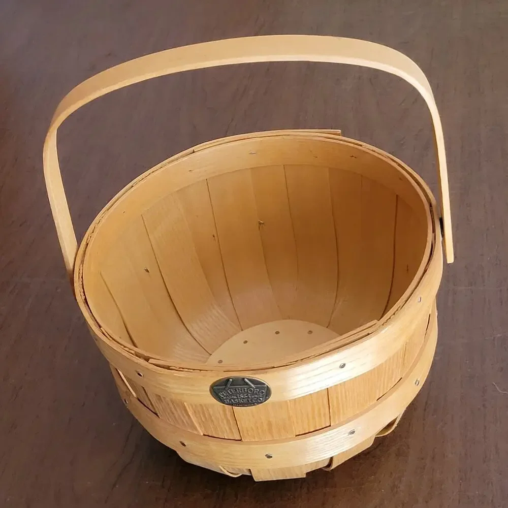 Vintage Peterboro Basket Company Round Basket One Handle Diameter 9